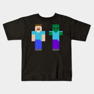 Minecraft Steve and Zombie Kids T-Shirt